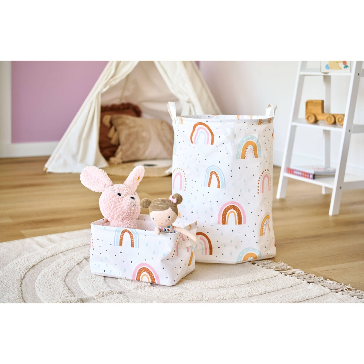Płócienny koszyk RAINBOW, 28 x 21 x 16 cm