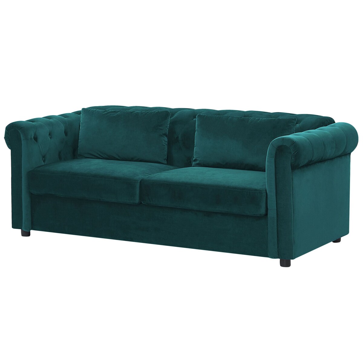 Sofa rozkładana welurowa zielona CHESTERFIELD