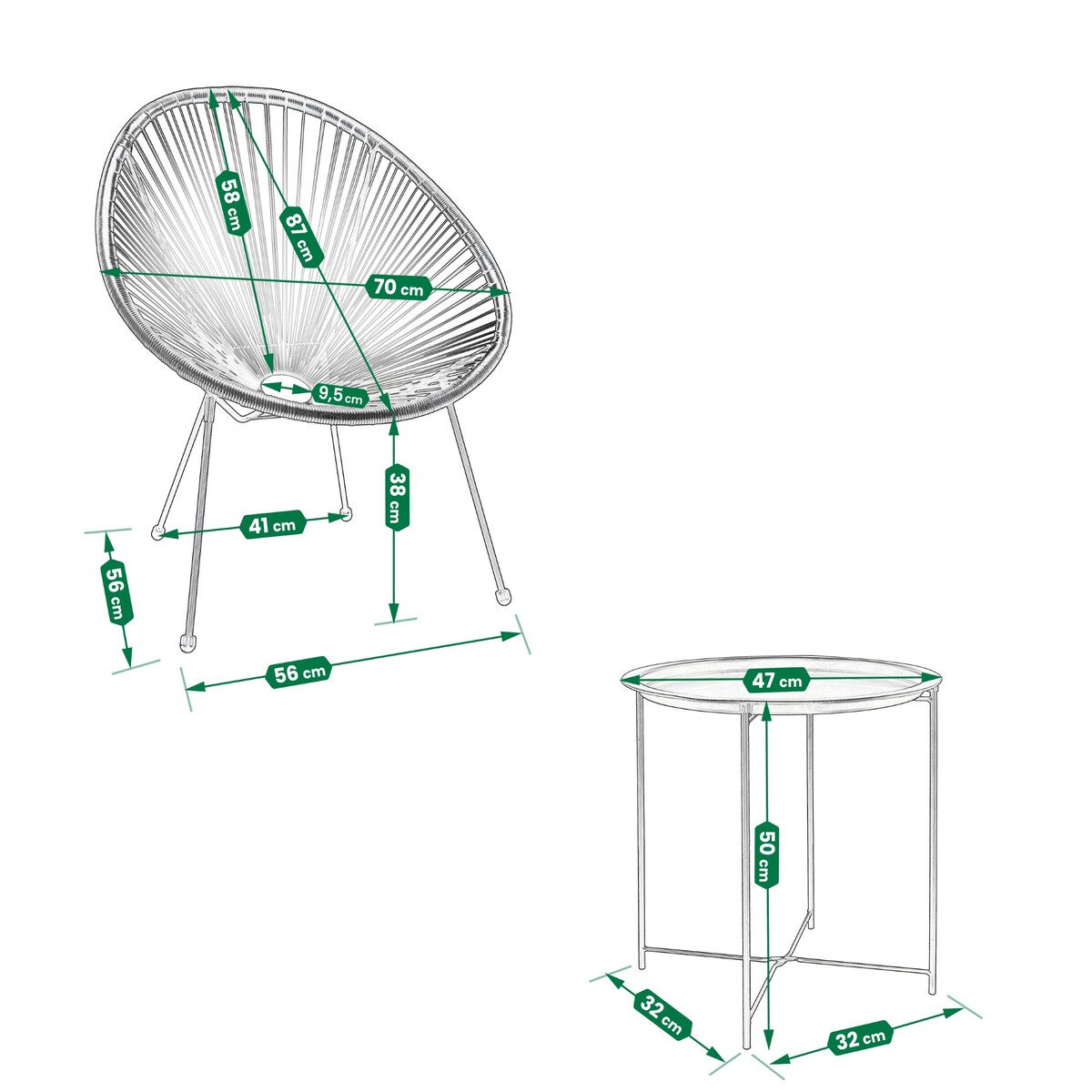 Zestaw mebli ogrodowych JUMI na taras balkon czarny retro