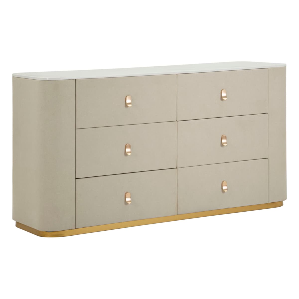 Komoda Beauty, kolor kremowy i złoty, drewno sosnowe, płyta MDF i metal, 140 x 45 x 76 cm, Mauro Ferretti