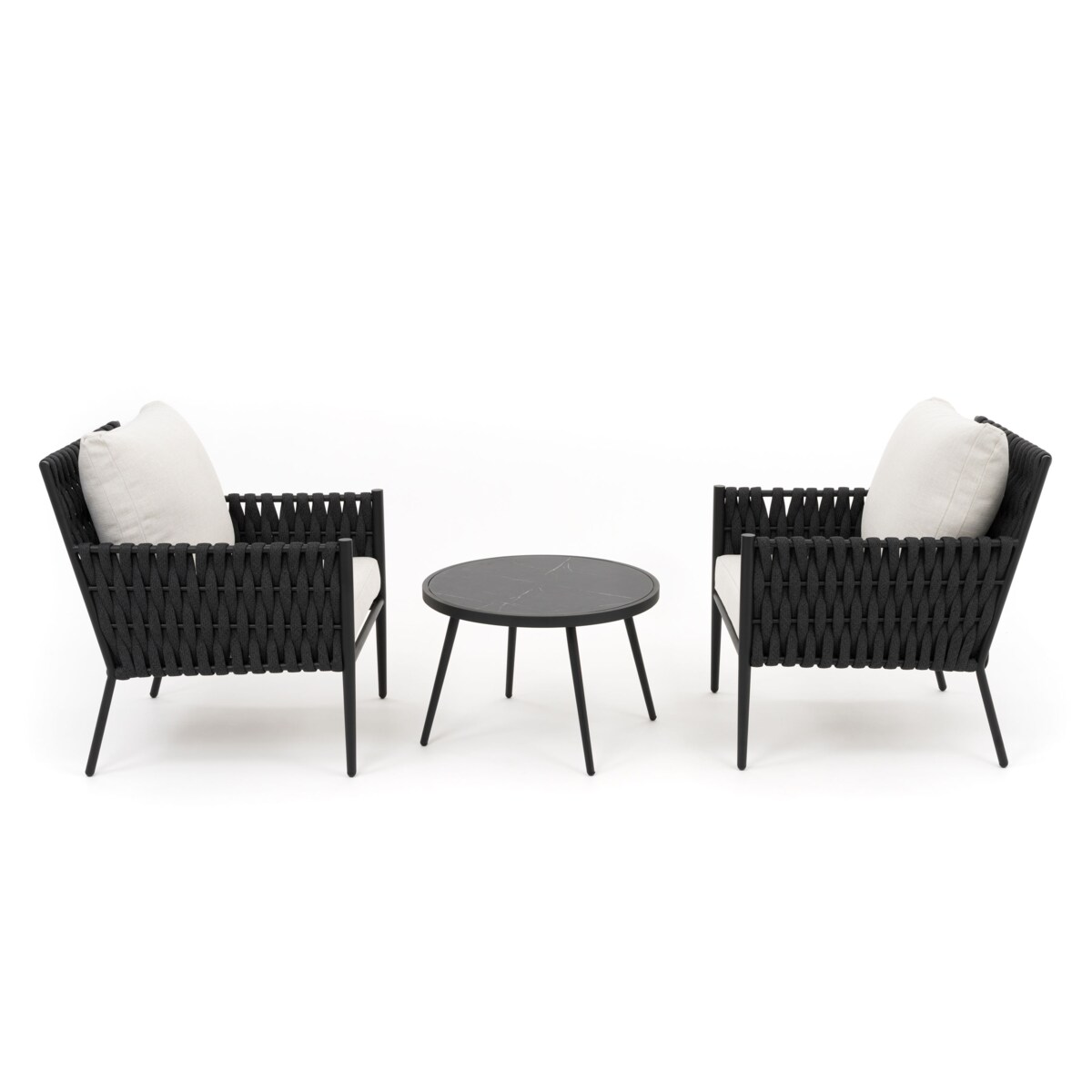 Zestaw mebli ogrodowych taras balkon aluminiowe BELIZE czarno beżowe