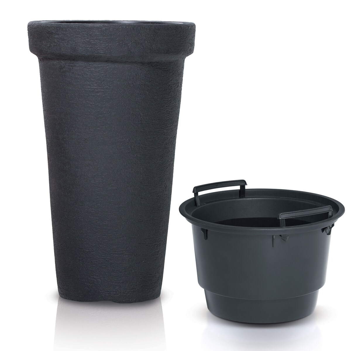 Doniczka Donica Ogrodowa 40 Cm Efekt Cegły Wysoka Okrągła Na Taras Do Ogrodu Domu Antracytowa