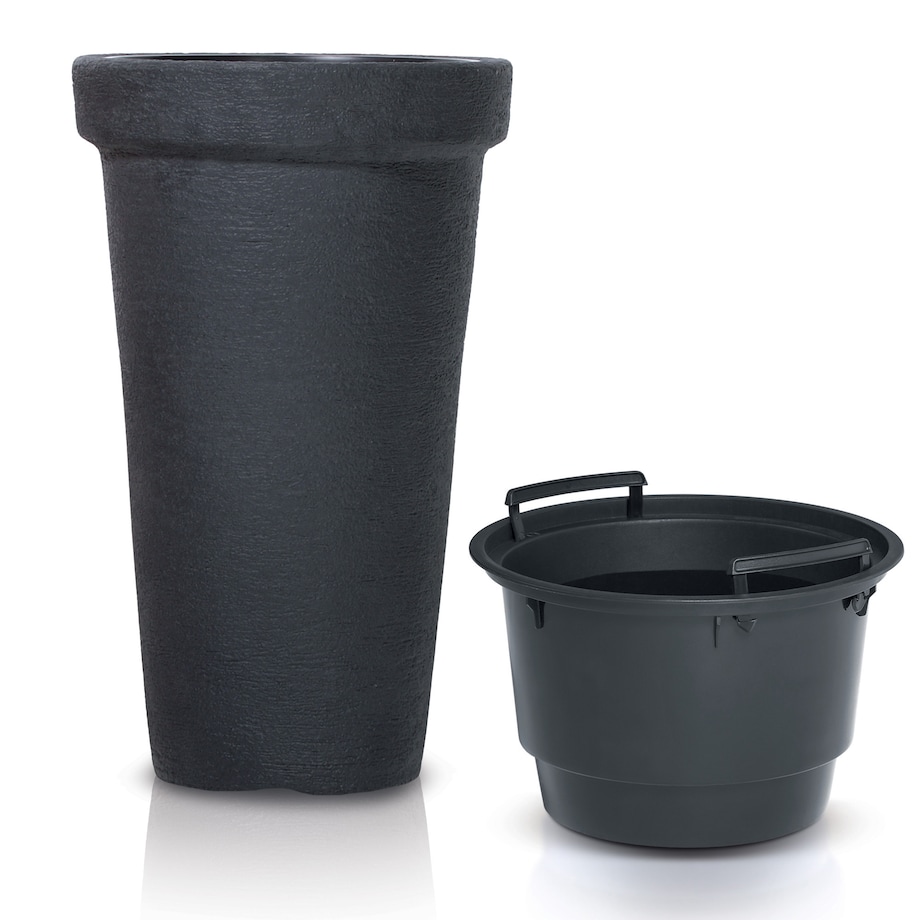 Doniczka Donica Ogrodowa 40 Cm Efekt Cegły Wysoka Okrągła Na Taras Do Ogrodu Domu Antracytowa