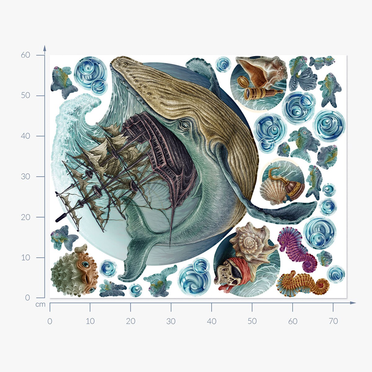 Zestaw naklejek na ścianę, Baśniowy świat, 60cm