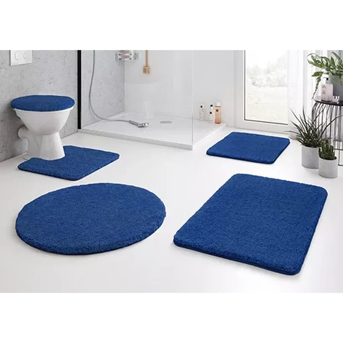 Kleine Wolke Relax Dywanik łazienkowy niebieski 100 cm okrągły wysokie runo