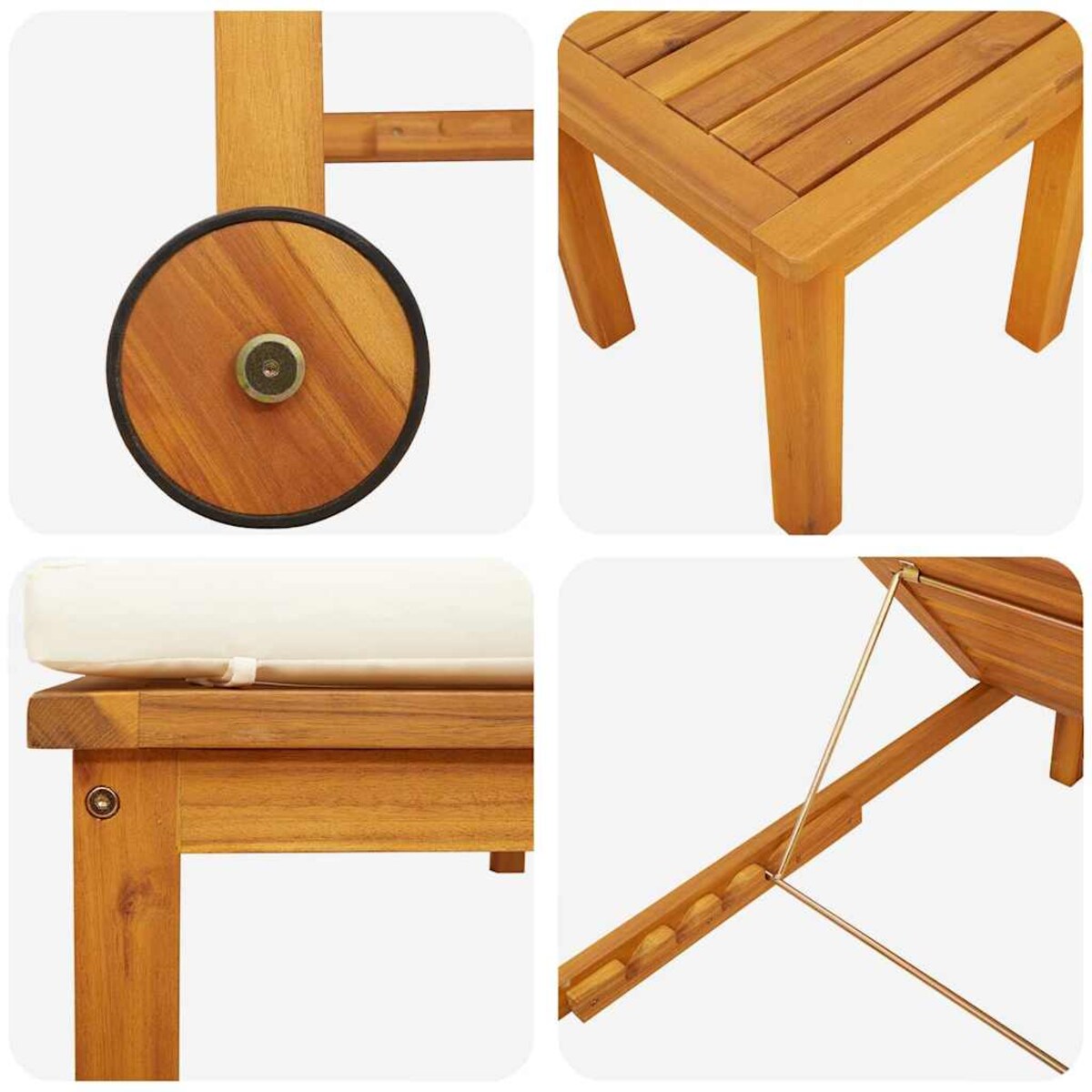 vidaXL Leżak 1-osoba 2 pcs Brązowy 35 x 35 x 34cm Lite drewno akacjowe