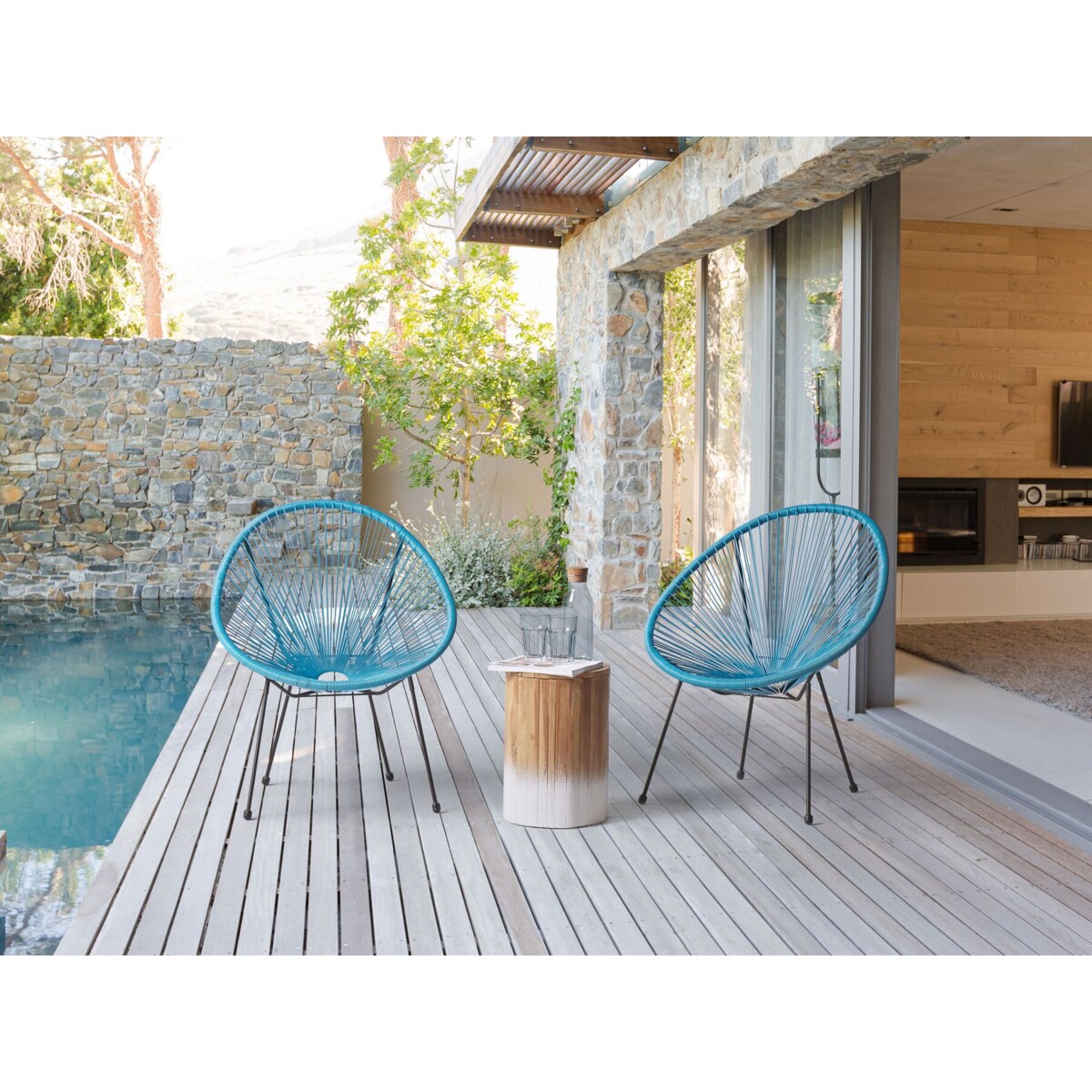 Zestaw 2 krzeseł z technorattanu niebieski ACAPULCO II