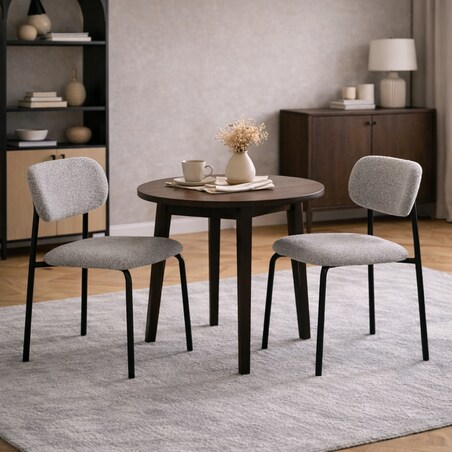 ZESTAW 2 SZTUK Krzesła NUVIA Szaro-Czarne Tapicerowane Nowoczesne Loft