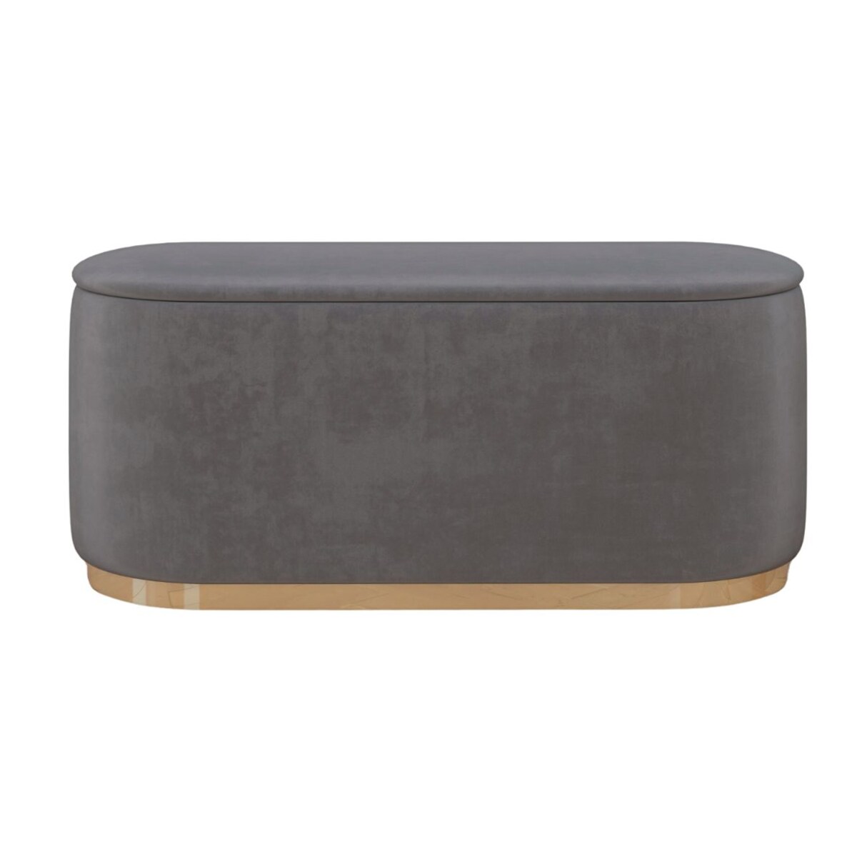 Tapicerowany owalny puf ze schowkiem Dancan SCARLETT na złotej podstawie / szer. 110 cm / jasnoszary