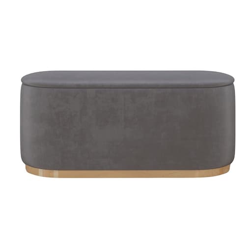 Tapicerowany owalny puf ze schowkiem Dancan SCARLETT na złotej podstawie / szer. 110 cm / jasnoszary