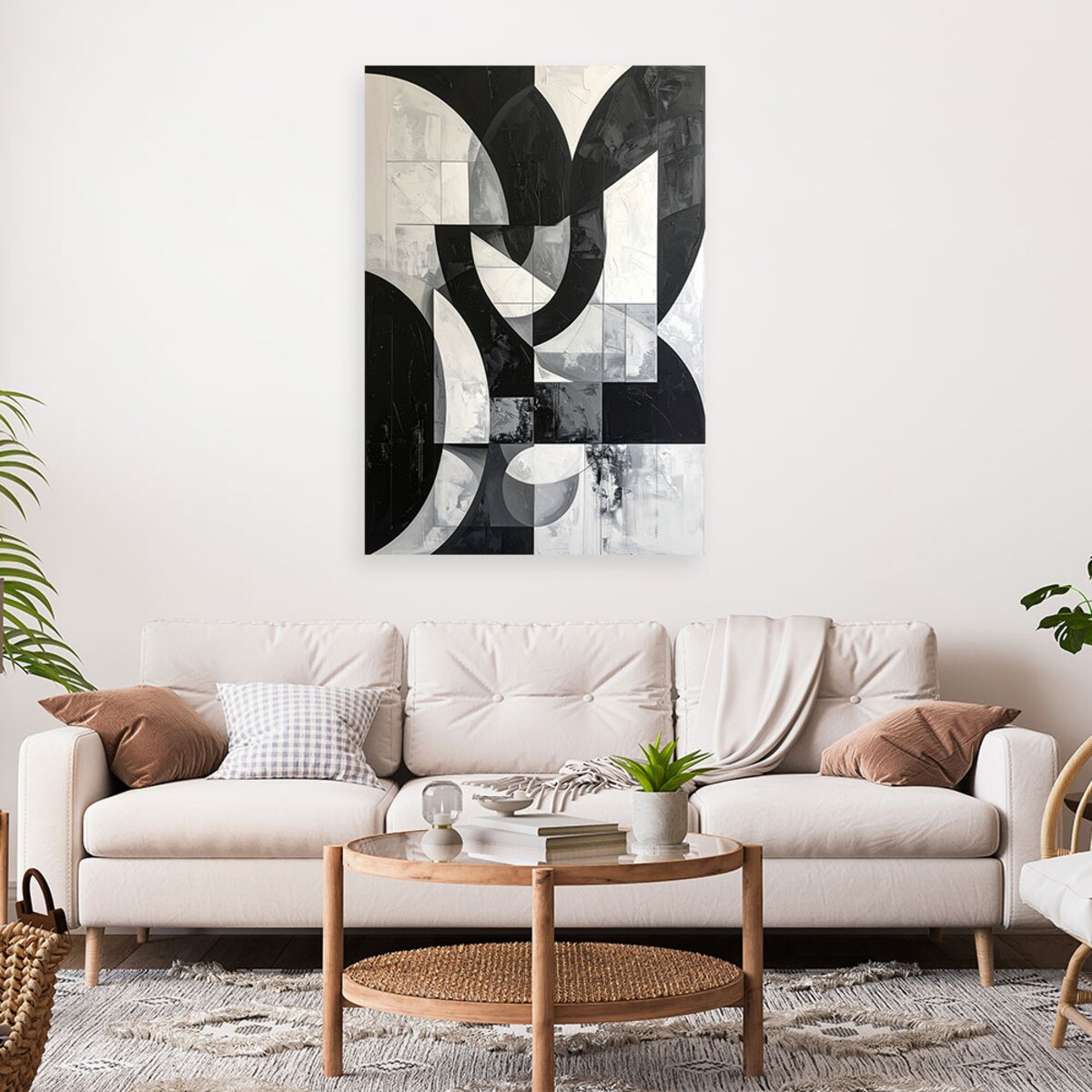 Obraz do salonu biura, Abstrakcyjna kompozycja kształty czarno biały