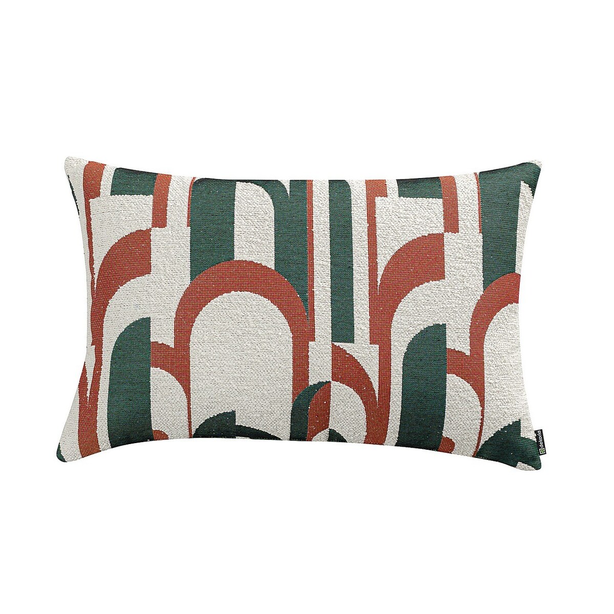 Poszewka Kinga na poduszkę prostokątną 60x40 zielono-czerwony wzory na kremowym tle