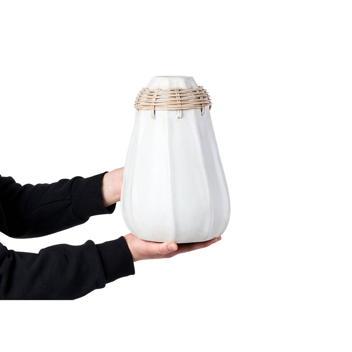 Wazon dekoracyjny z terakoty 30 cm biały KAMPAR