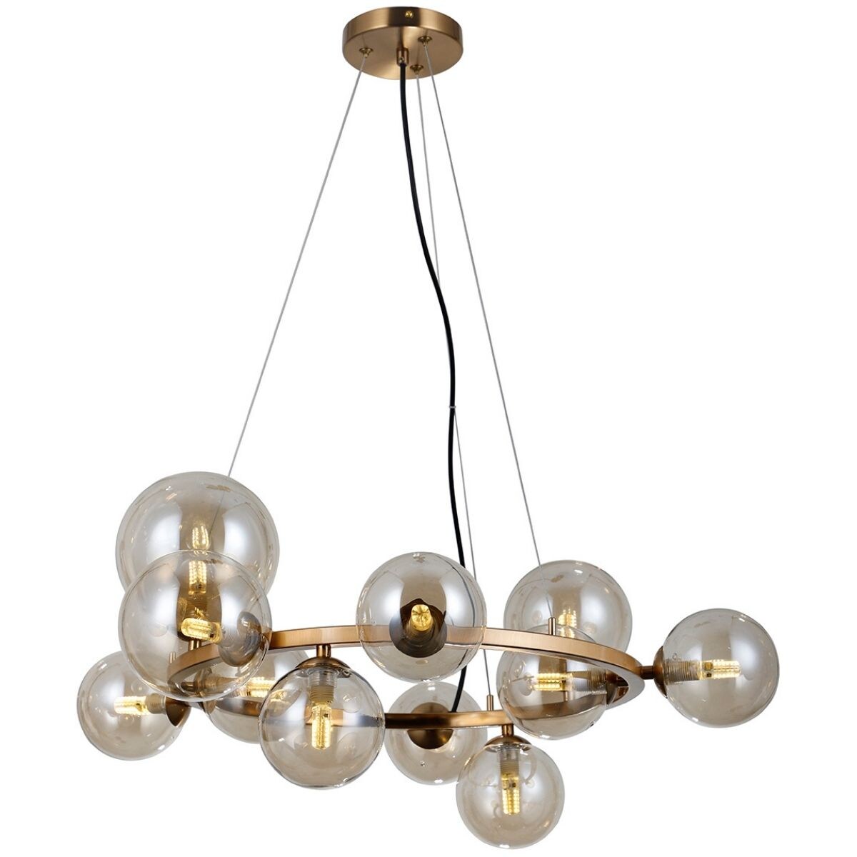 Wisząca lampa do salonu Canello PND-406007-11-HBR Italux kule balls mosiądz