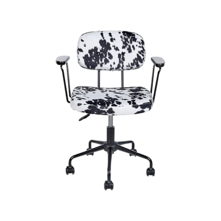 Krzesło biurowe regulowane welurowe w łaty czarno-białe ALGERITA