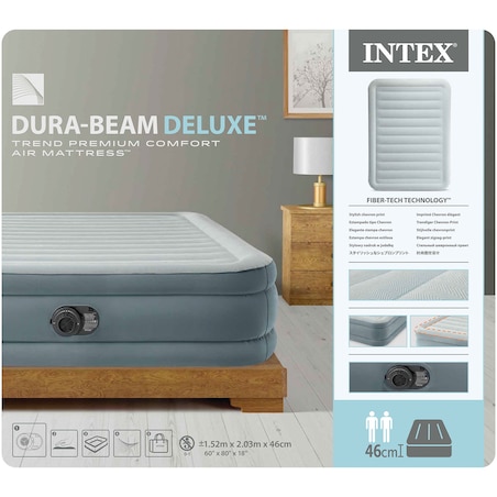 Materac dmuchany Intex 64824ND 2osobowy 203x152x46 cm łóżko z pompką rok 2026