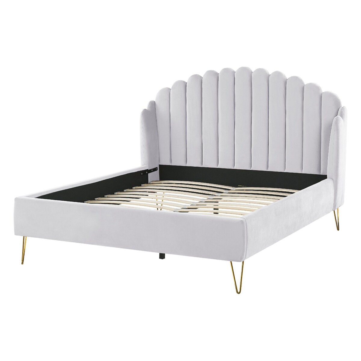 Łóżko welurowe 140 x 200 cm szare AMBILLOU