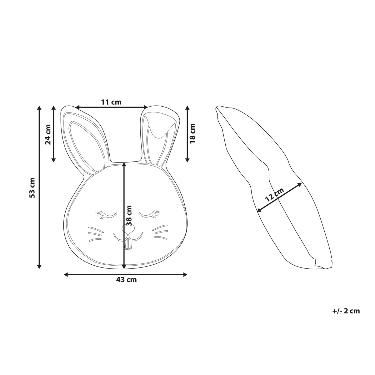 Bawełniana poduszka dla dzieci królik 53 x 43 cm biało-czarna KANPUR