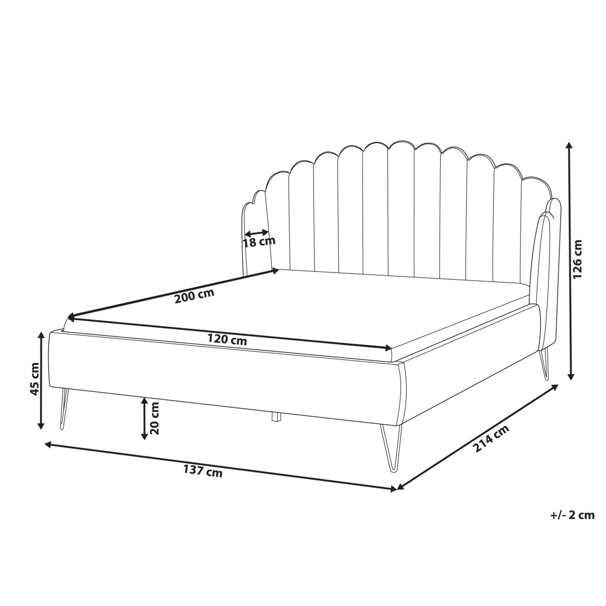 Łóżko Boucle AMBILLOU 120 x 200 cm Beżowy
