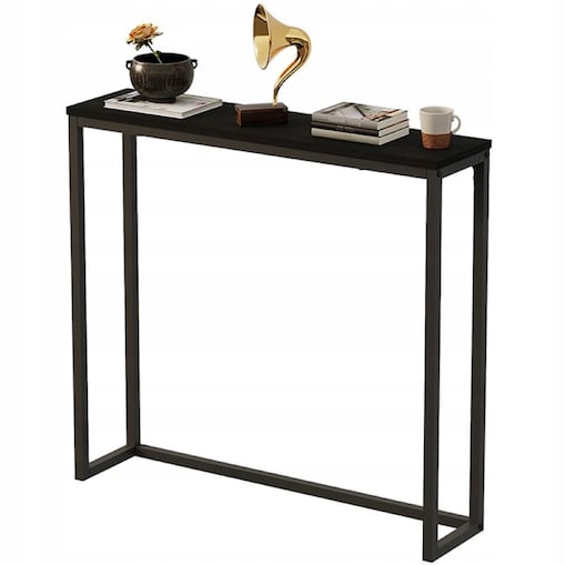 Stolik boczny czarny konsola do przedpokoju pojemna wysoka stół półka 80cm