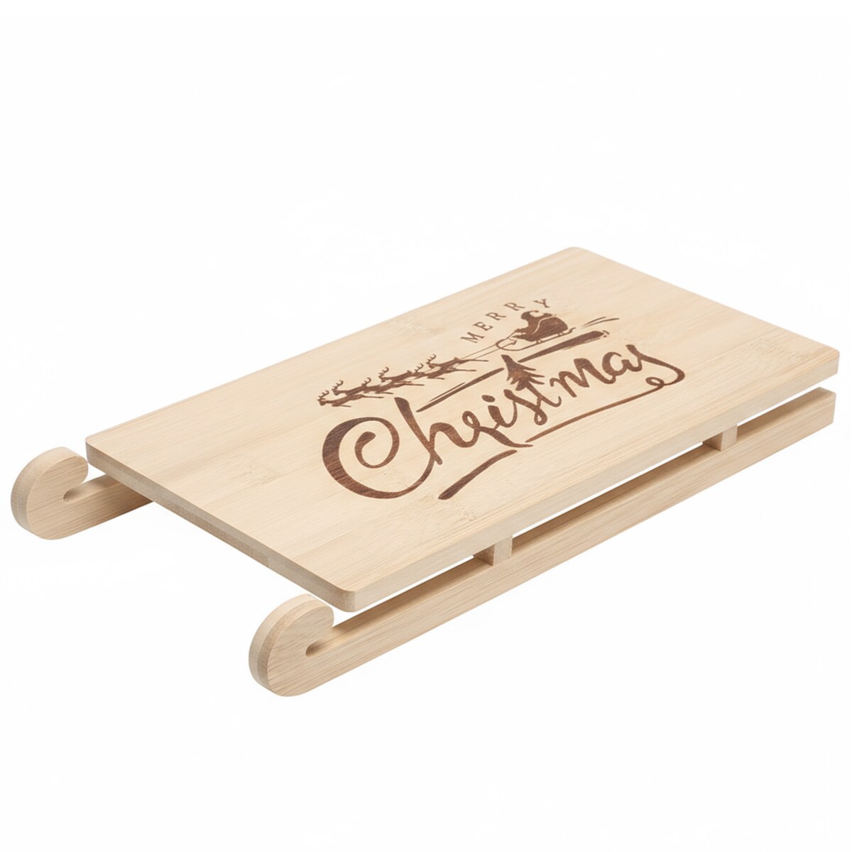 Deska Do Serwowania Świąteczna Na Boże Narodzenie Bambusowa Sanie Mikołaja