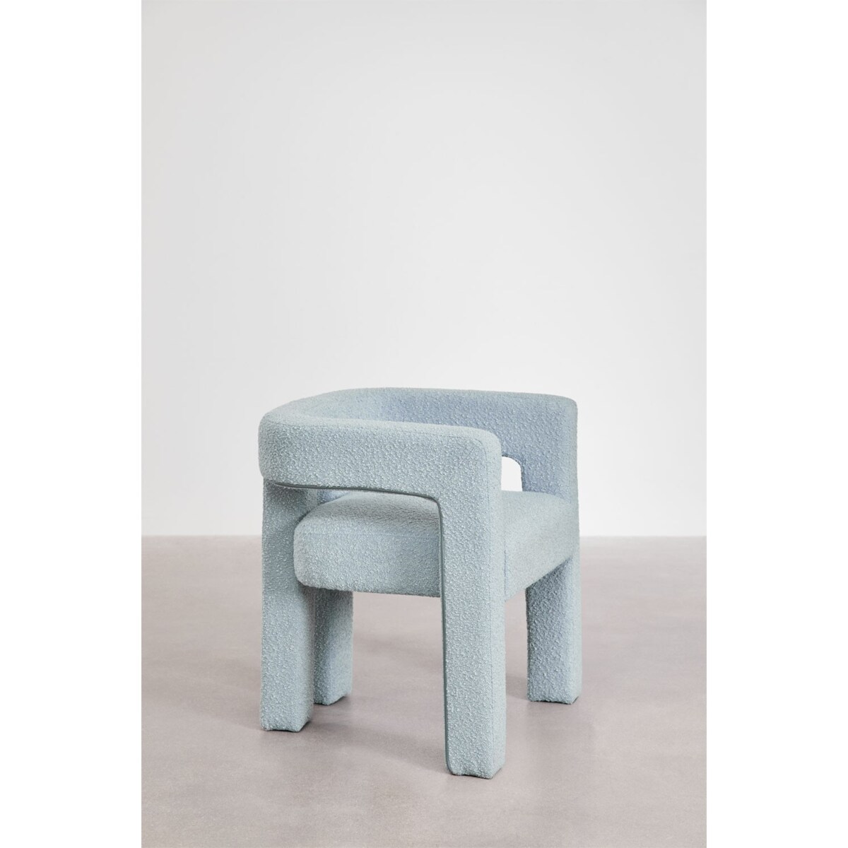 Krzesło do jadalni podłokietnikami, bouclé, błękitne Liara