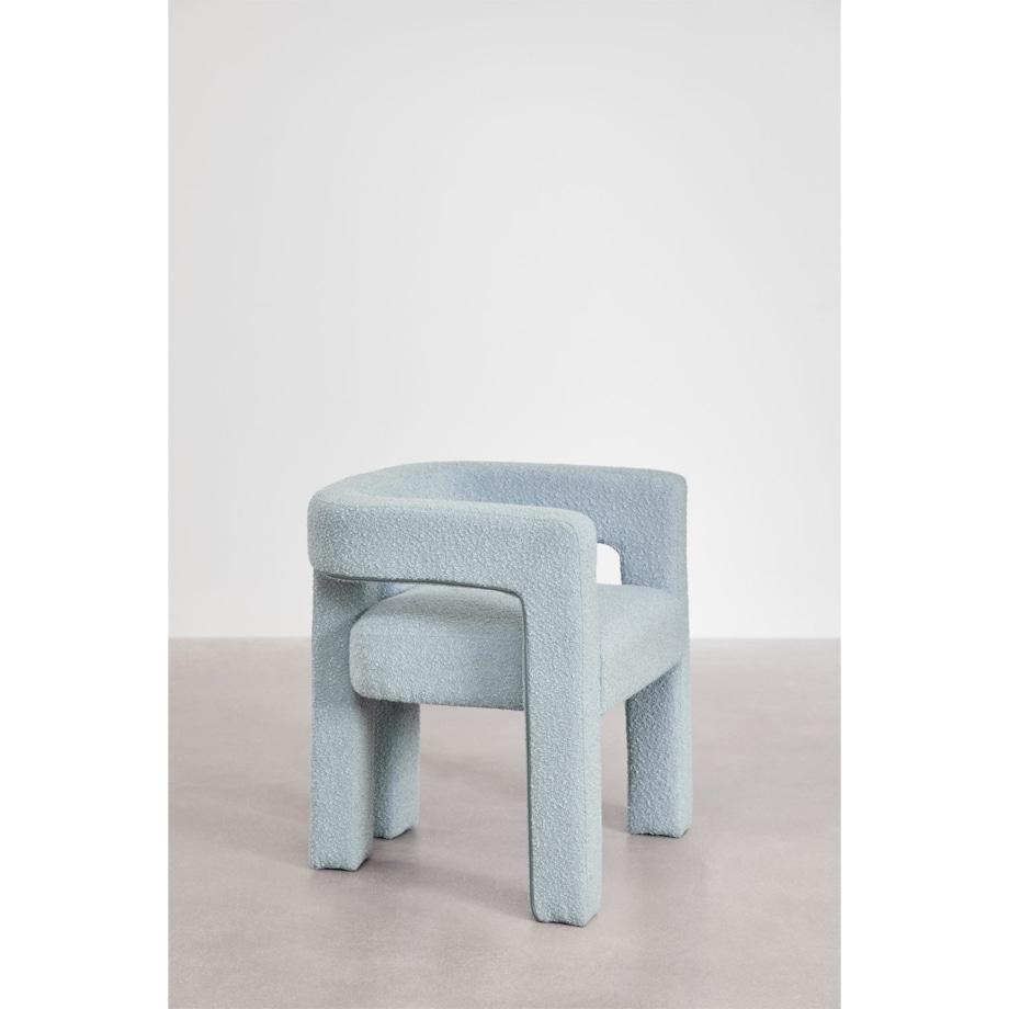 Krzesło do jadalni podłokietnikami, bouclé, błękitne Liara