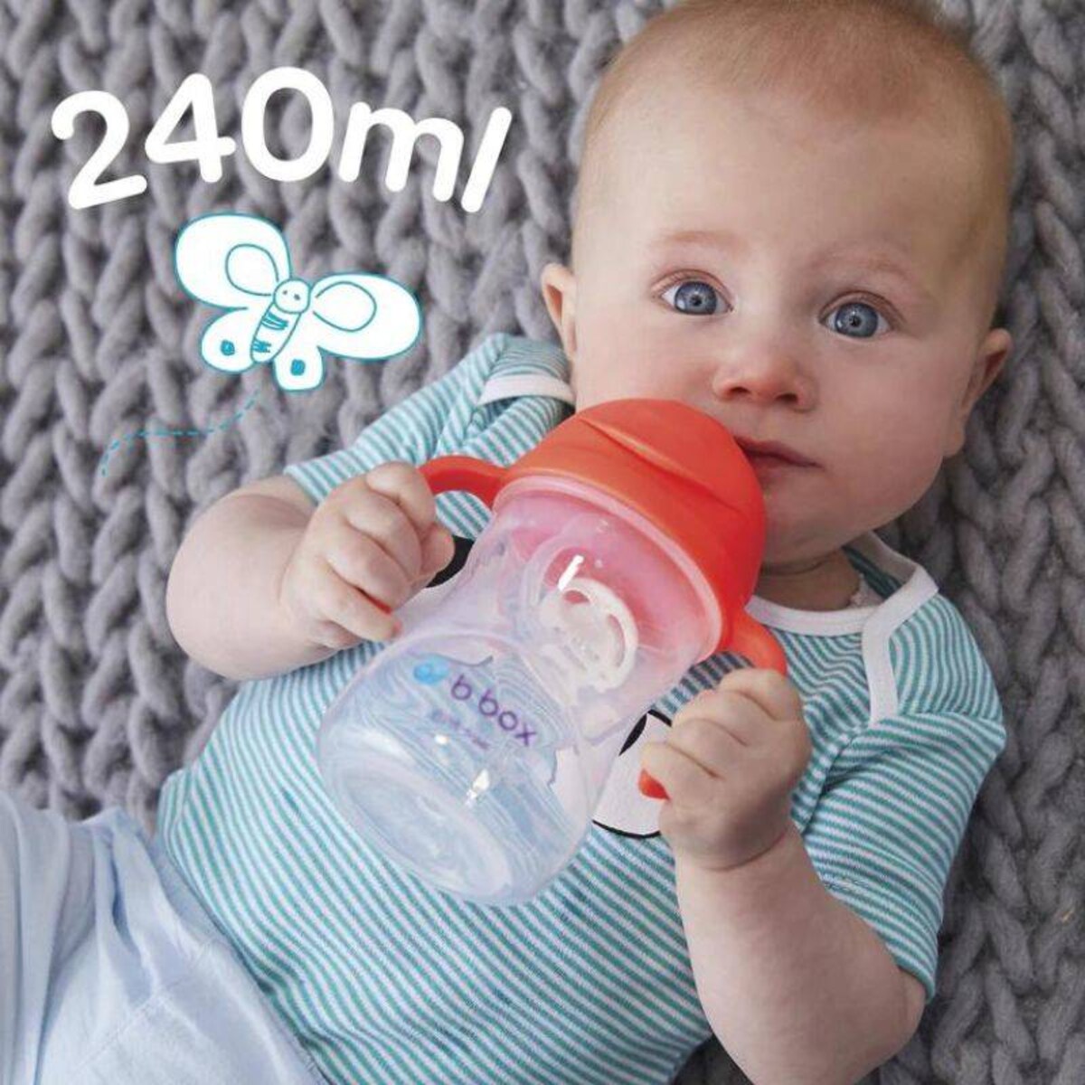 Bidon dla dzieci ze słomką 240 ml - kubek niekapek arbuzowy, b.box