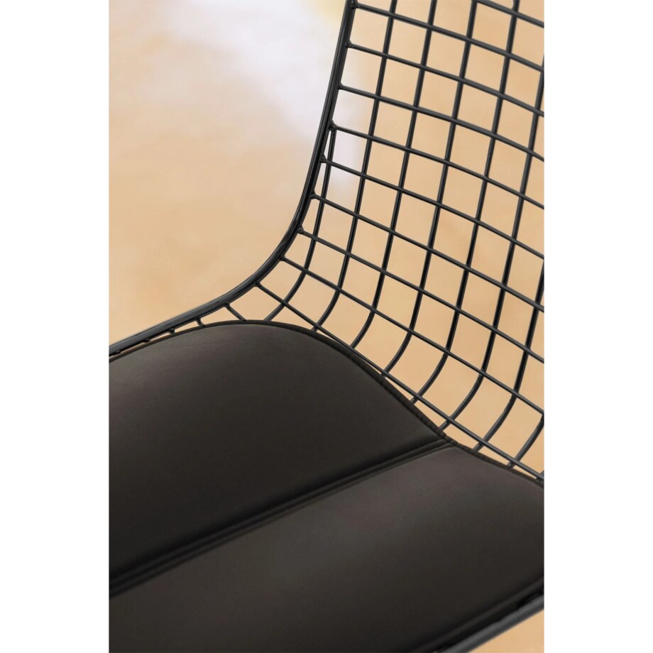 Krzesło metalowe, czarne z czarną poduszką Renee