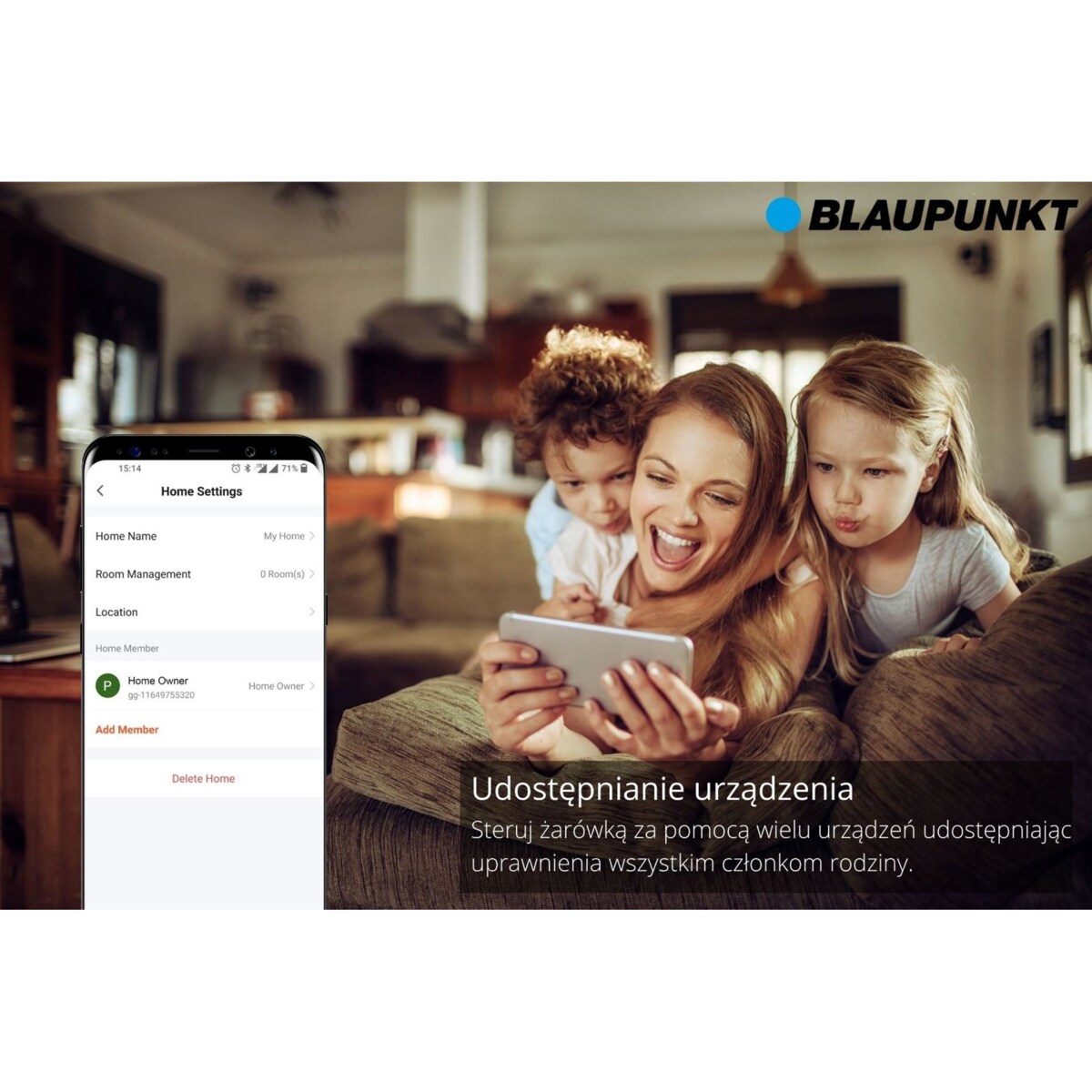 Żarówka E27-9W-SMART LED 9W 3000K-6500K kolorowa, Blaupunkt