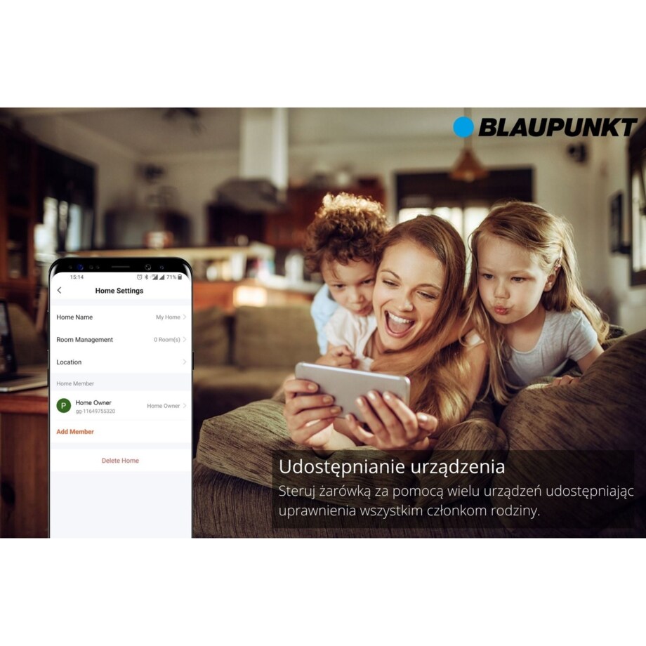 Żarówka E27-9W-SMART LED 9W 3000K-6500K kolorowa, Blaupunkt