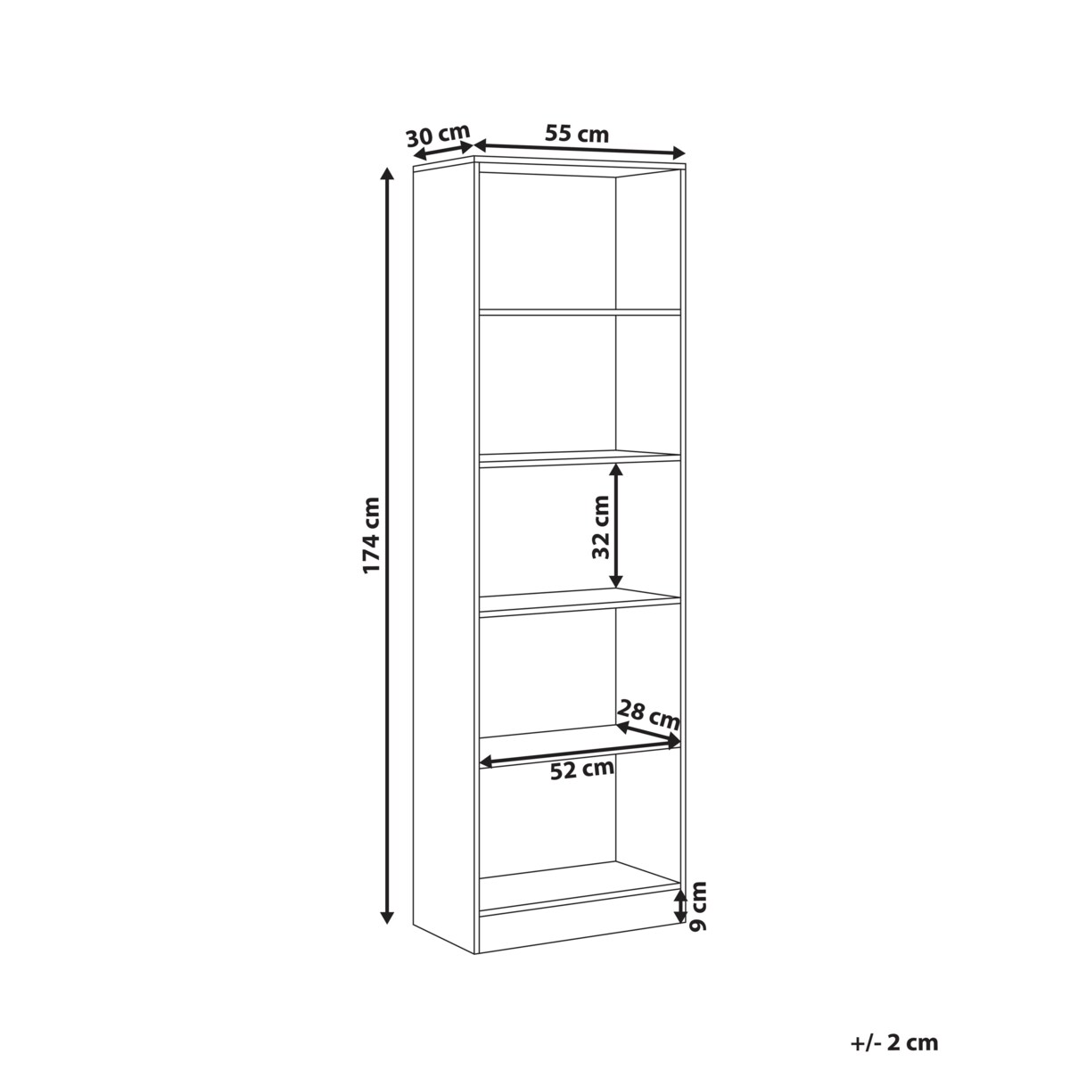 Regał 5 półek WINNIPEG 174 cm Biały