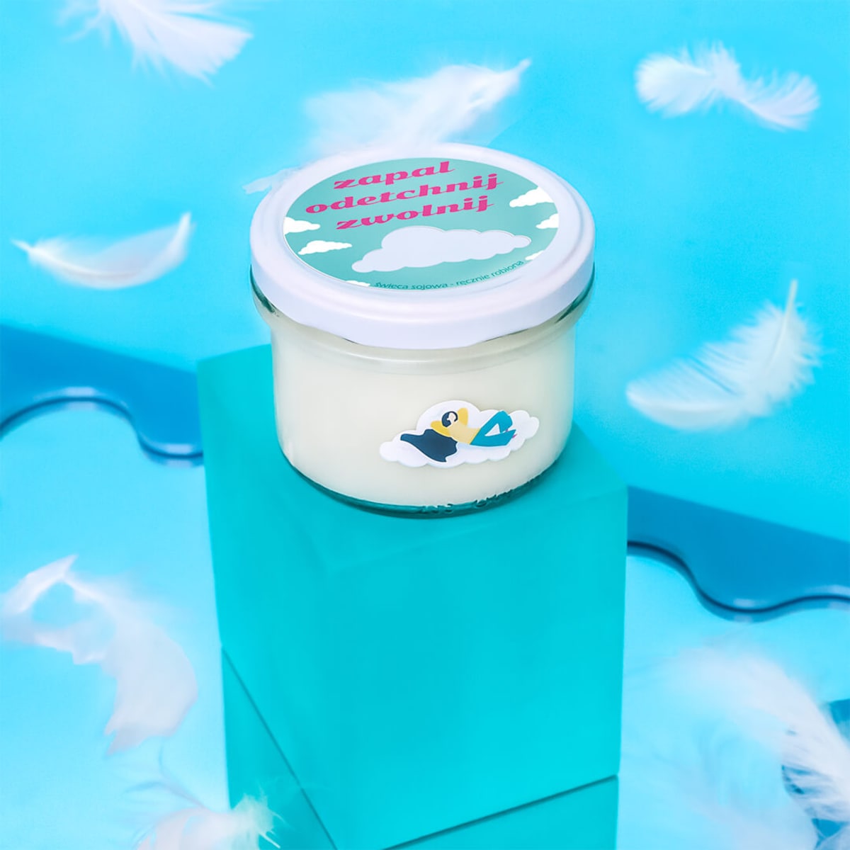 Naturalna świeca sojowa zapachowa "Zapal, Odetchnij, Zwolnij" w słoiku 150ml prezent upominek na każdą okazję dla kobiety babci mamy żony dziewczyny przyjaciółki