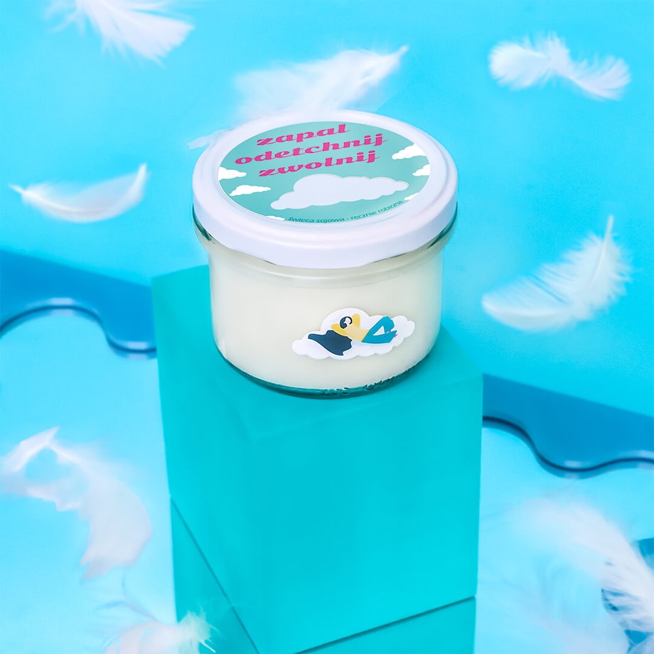 Naturalna świeca sojowa zapachowa "Zapal, Odetchnij, Zwolnij" w słoiku 150ml prezent upominek na każdą okazję dla kobiety babci mamy żony dziewczyny przyjaciółki