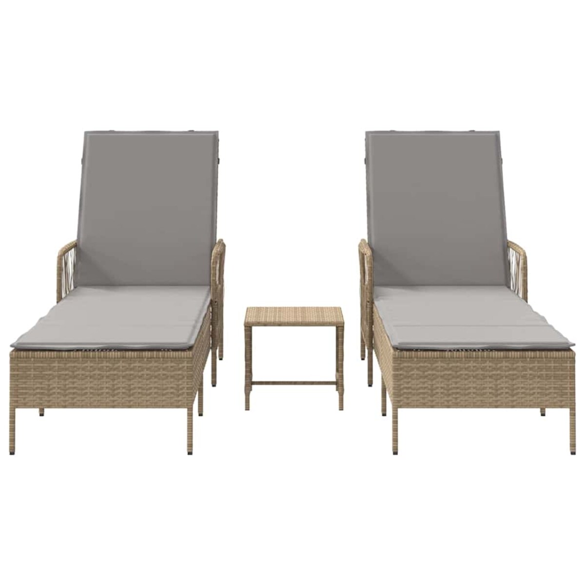 vidaXL Leżak z poduszką 2-osoba 2 pcs Beżowy 35 x 35 x 32cm polirattan