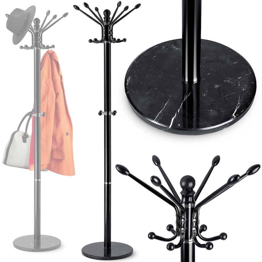 Wieszak na ubrania stojący podłogowy marmur czarny Massido
