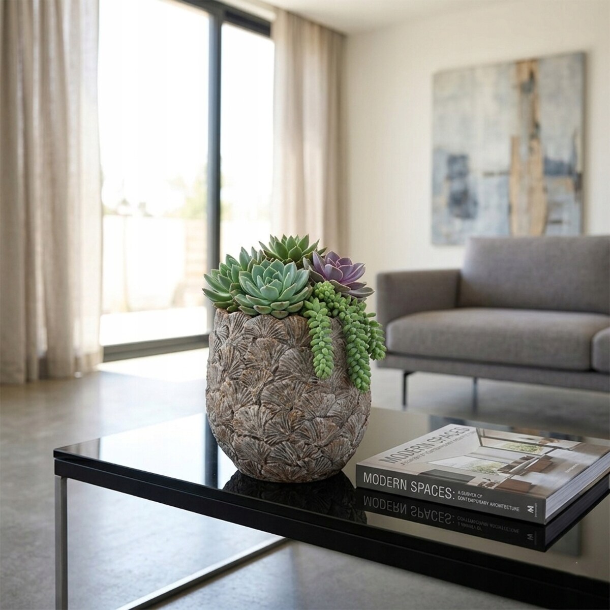 OSŁONKA NA DONICZKĘ NA BALKON TARAS KWIATY BONSAI SZARA DUŻA 19cm DONICZKA