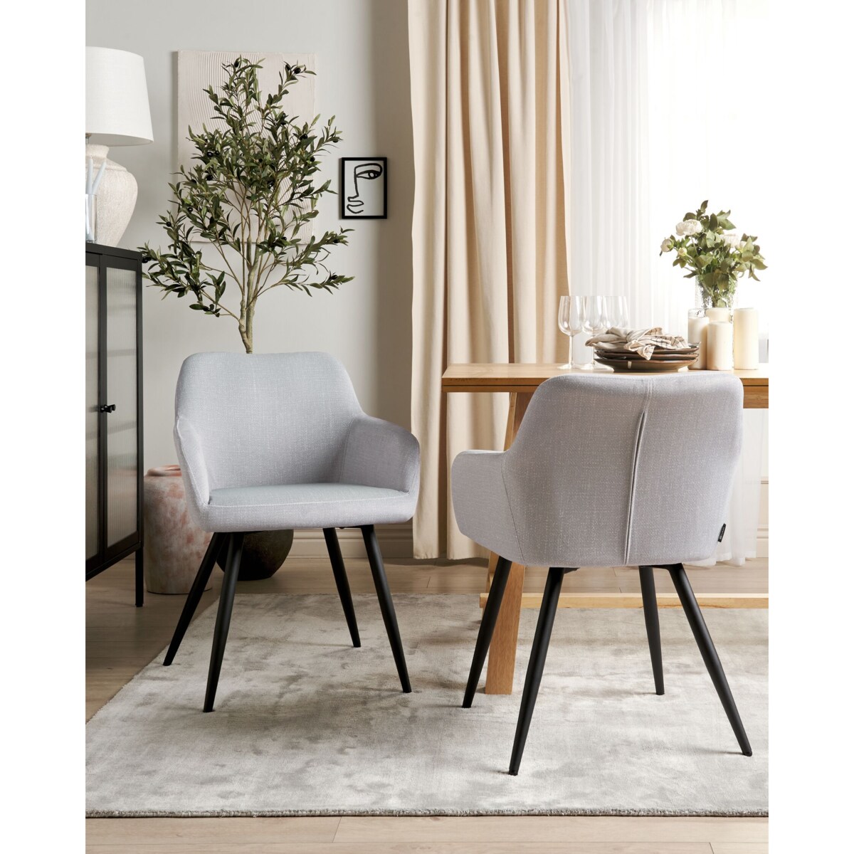 Zestaw 2 krzeseł do jadalni jasnoszary CASMALIA