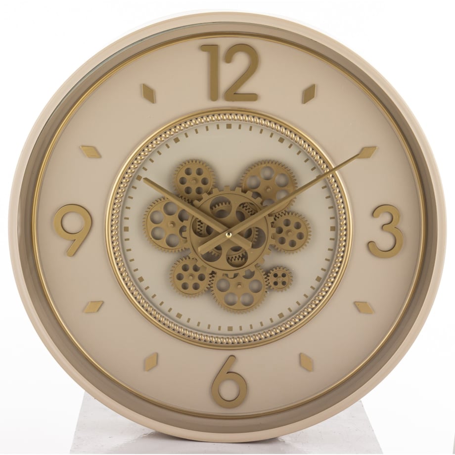 Zegar ścienny metalowy 55,5x55,5x8,5 cm OROGLIO beżowy