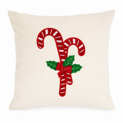 Poduszka dekoracyjna, świąteczny wzór, biała 40 x 40 cm