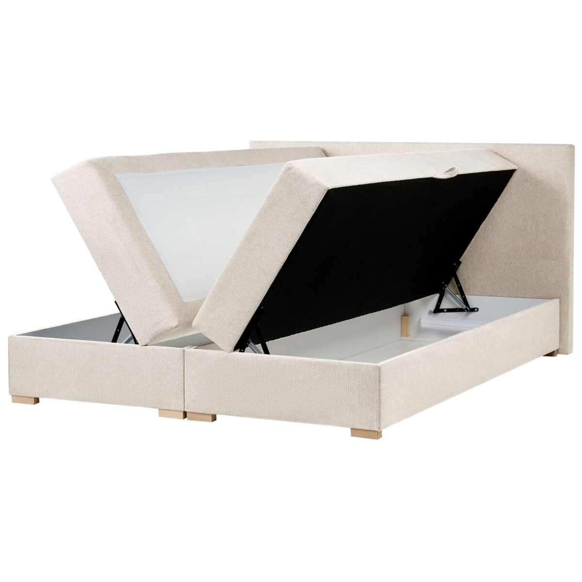 Łóżko kontynentalne z pojemnikiem MAJOR 180 x 200 cm Jasnobeżowy