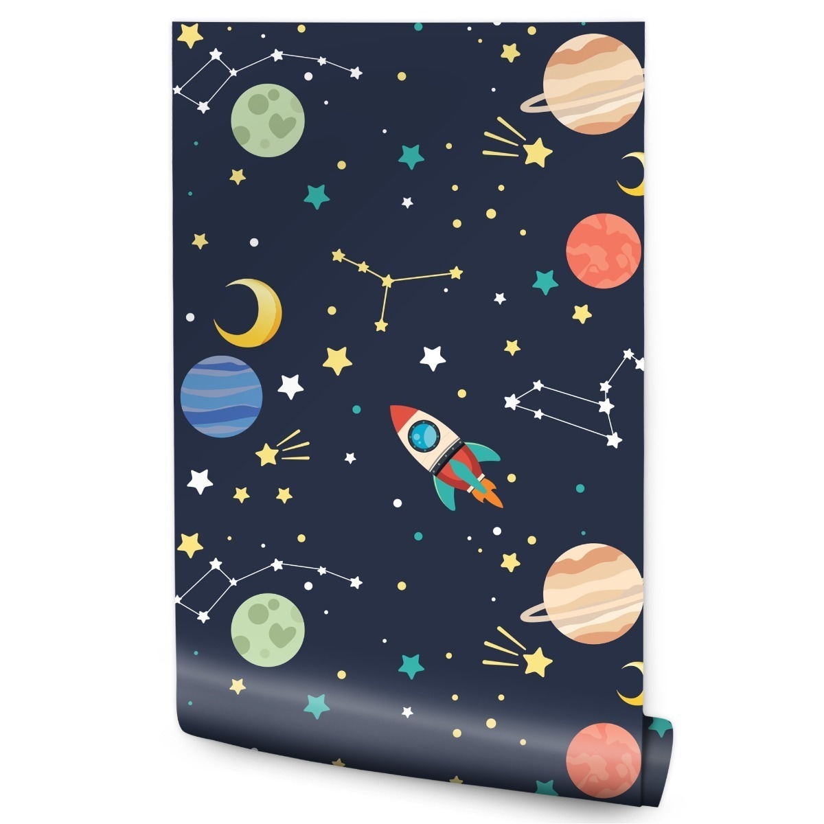 Tapeta dla dzieci planety gwiazdy kosmos