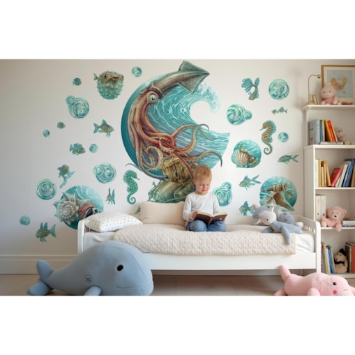 Zestaw naklejek na ścianę, Podmorski świat, 60cm