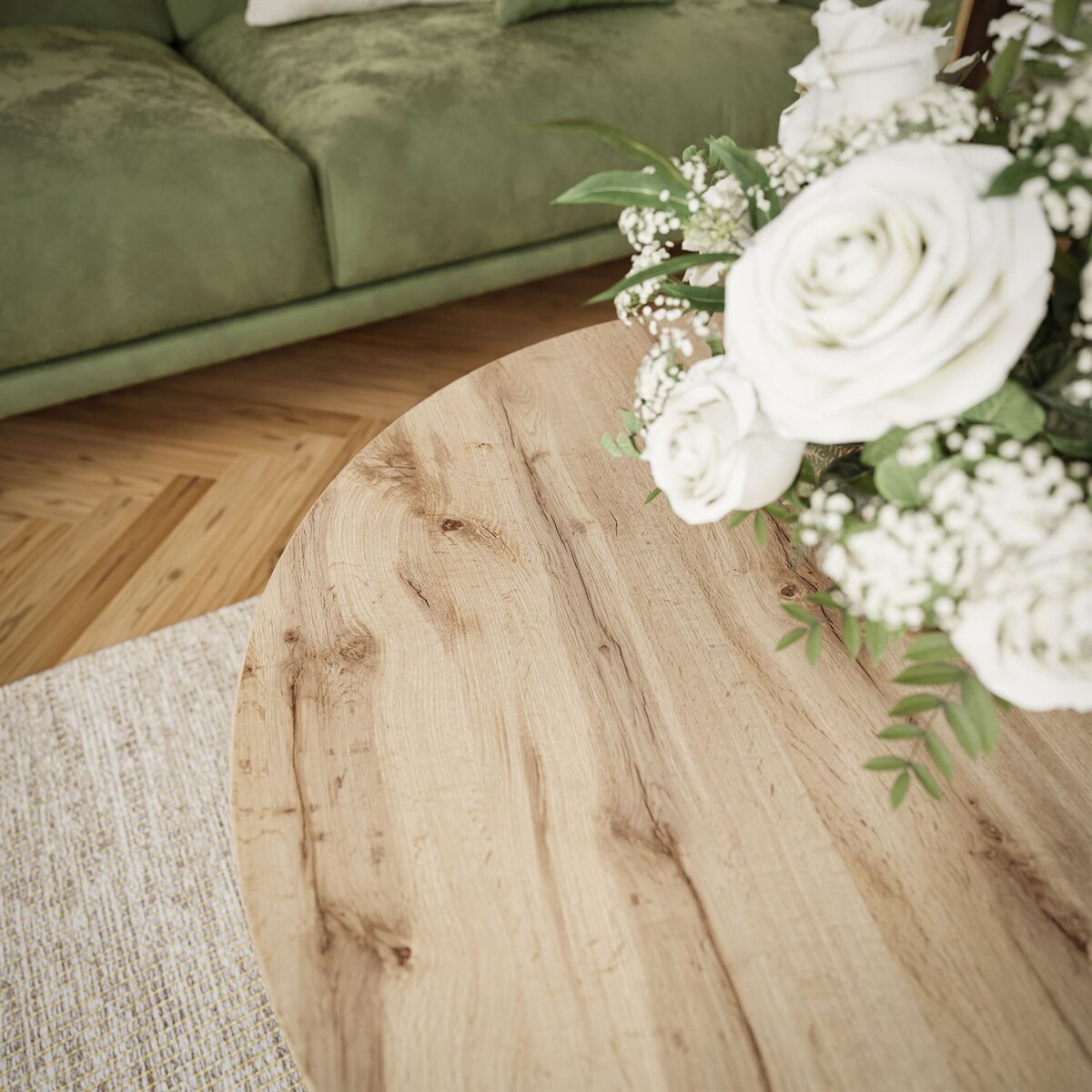 Okrągły stolik kawowy LORI czarny dąb wotan