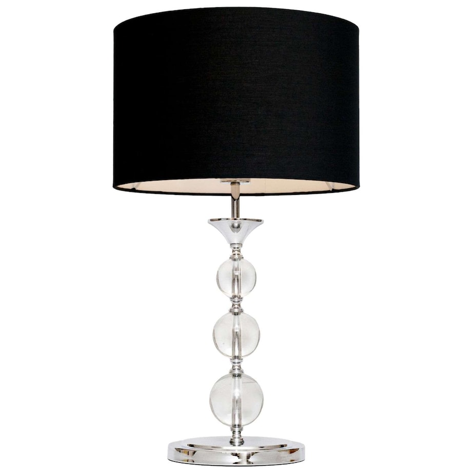 Abażurowa LAMPA stołowa REA RLT93163-1B Zumaline stojąca LAMPKA okrągła czarna