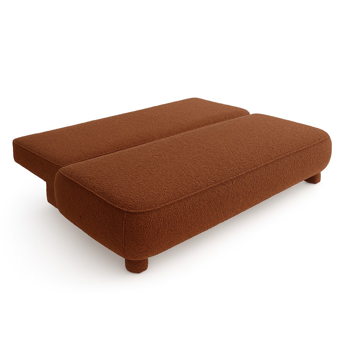 Kanapa Nowoczesna MAJA z funkcją spania w tkaninie boucle - kolor ceglasty