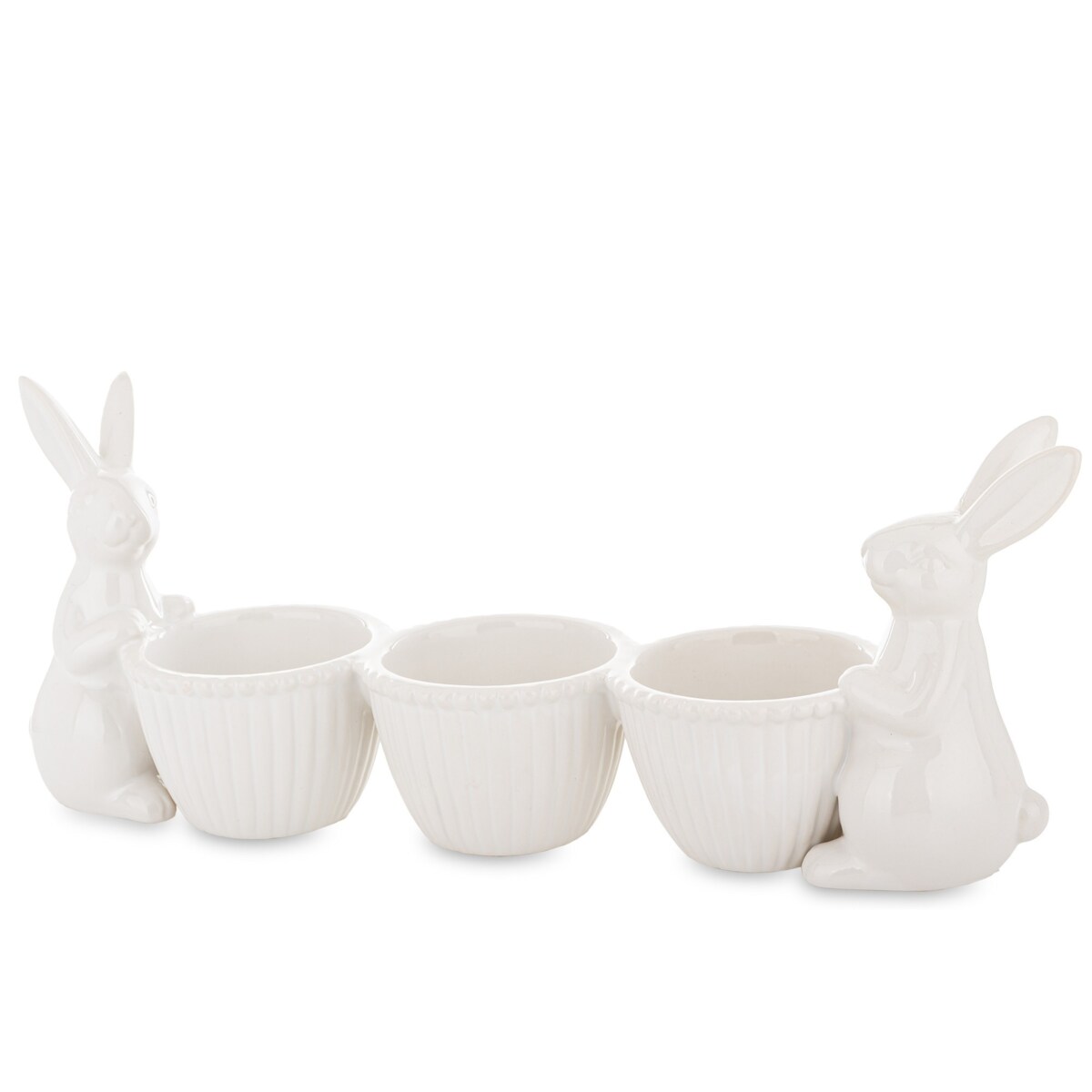 Ceramiczne 3 miseczki i 2 zajączki 15x35x9 cm