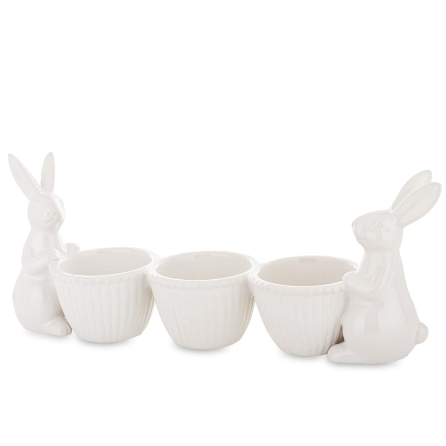 Ceramiczne 3 miseczki i 2 zajączki 15x35x9 cm