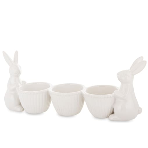 Ceramiczne 3 miseczki i 2 zajączki 15x35x9 cm