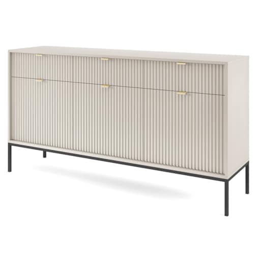 Nowoczesna komoda ryflowana NEW KSZ154 - kaszmirowa + st. czarny